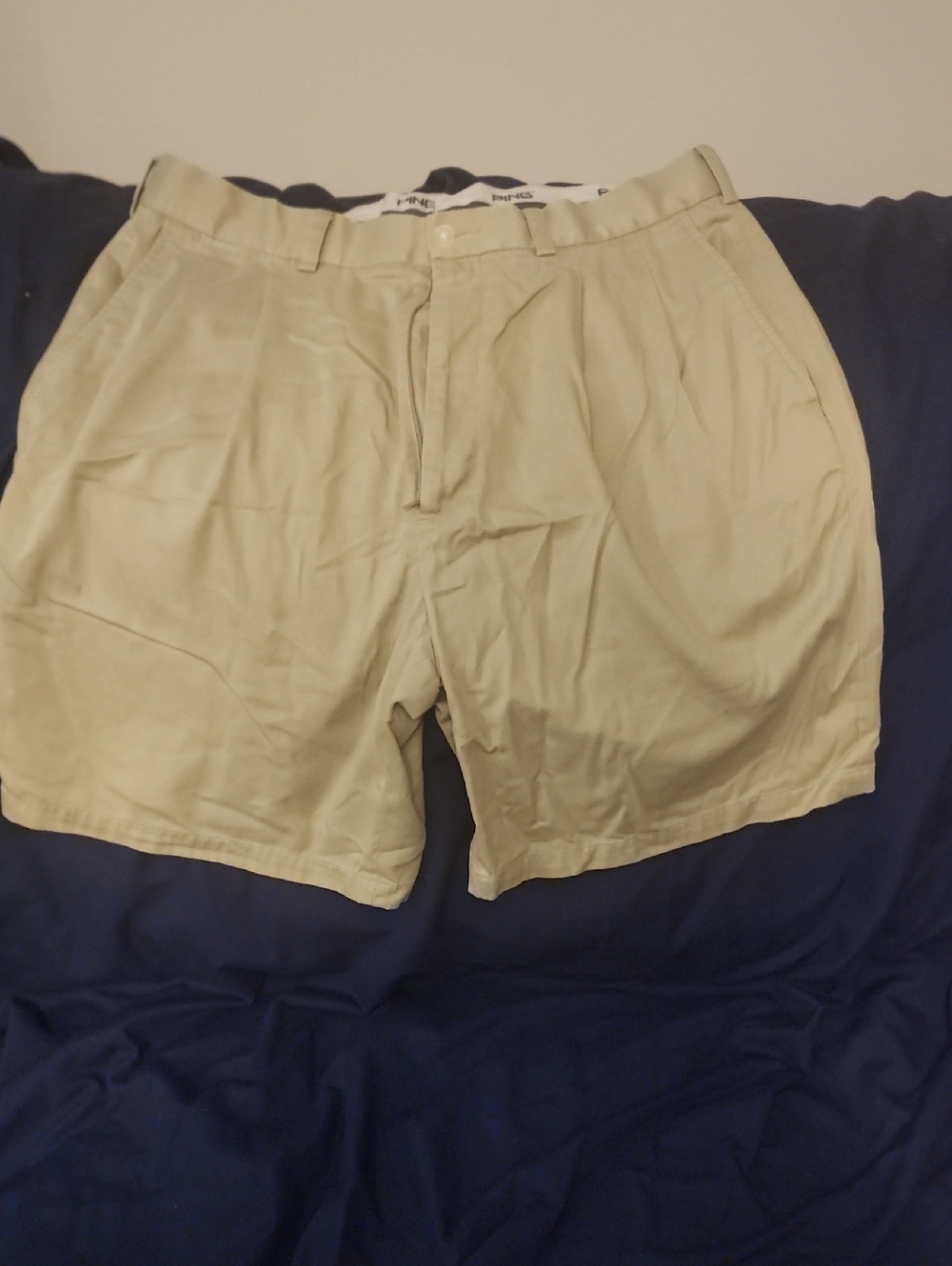 Ping Men's Beige Flat-Front Shorts